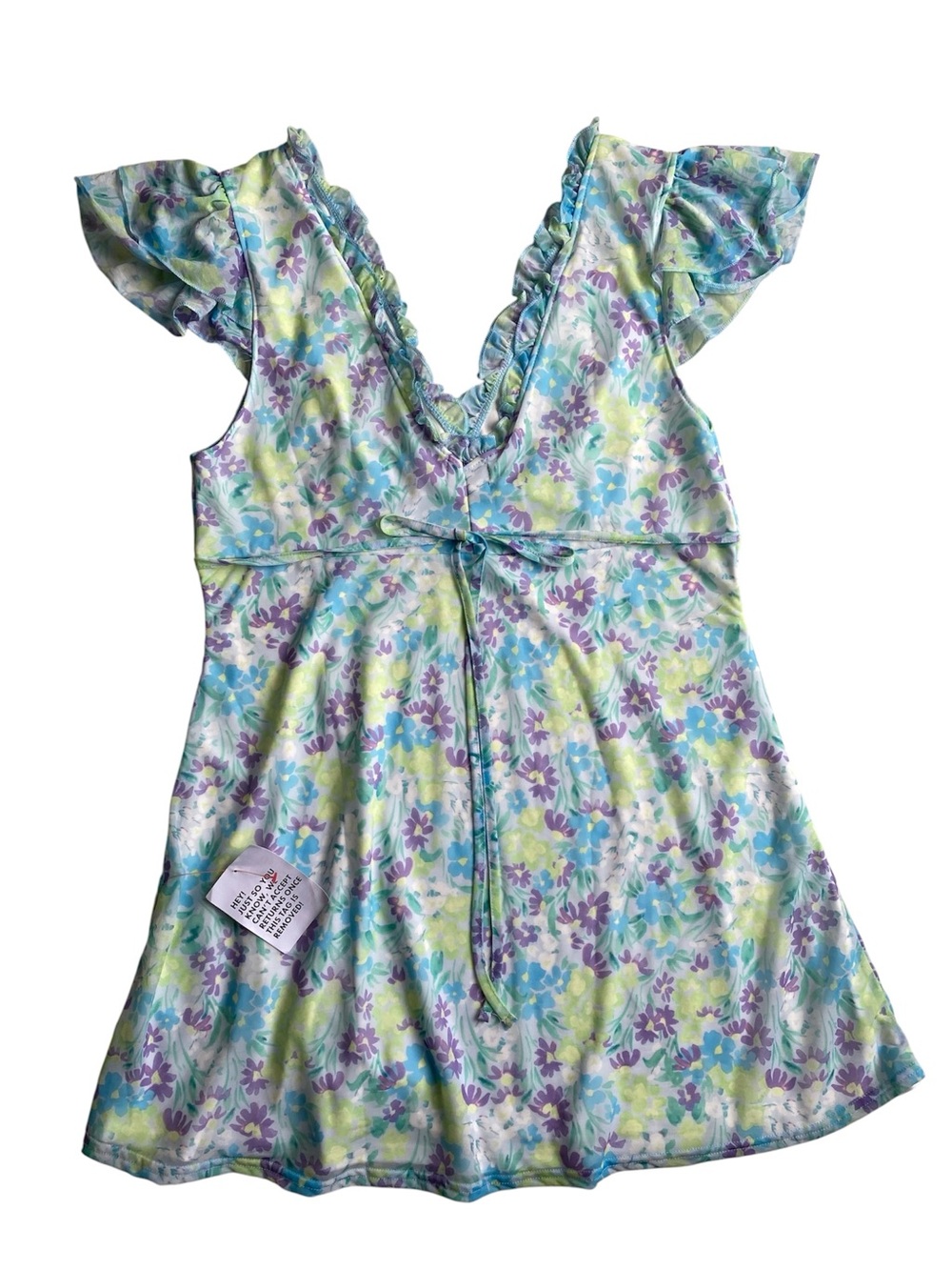 AWT ASOS Desing Curve Floral Tie Waist Mini Dress Size 18 - Picture 9 of 14